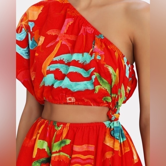 FARM Rio Ipanema One-Shoulder Cut-Out Mini Dress. - Picture 3 of 12
